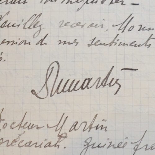 Longue lettre du biologiste Gustave Martin écrite de Forécariah en Guinée