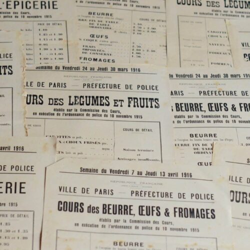 Cours des aliments durant la 1ère Guerre Mondiale à Paris