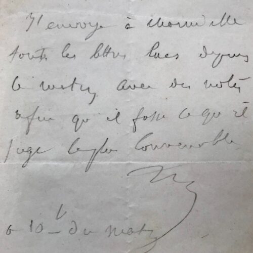 Billet de Jérôme Bonaparte à son ami le baron de Marinville