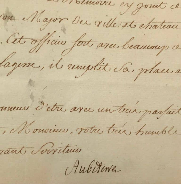 Le marquis d&rsquo;Aubeterre intervient en faveur du major du château de Nantes