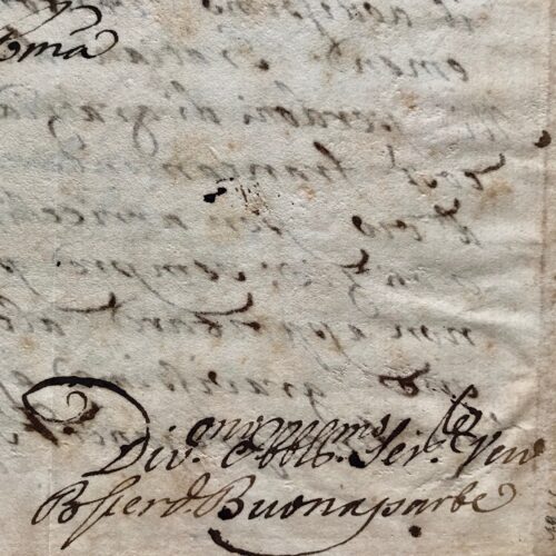 Rare lettre de Bindo Ferdinando Buonaparte, aïeul de Napoléon, à Giusto Fontanini