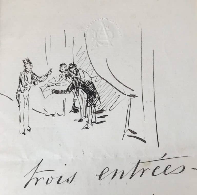 Deux lettres (l&rsquo;une illustrée) du peintre chilien Santiago Arcos y Megalde