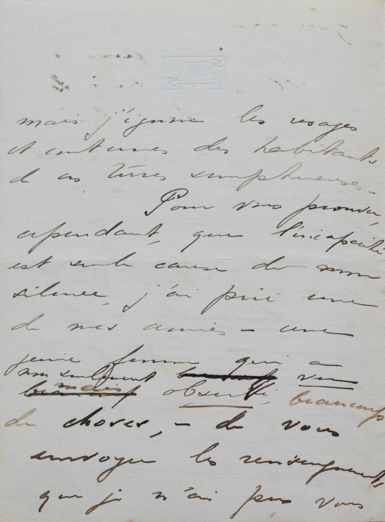 Lettre de Renée Vivien "la nature m’intéresse plus que les hommes" – vue 3 Lettre de Renée Vivien "la nature m’intéresse plus que les hommes" – vue 3