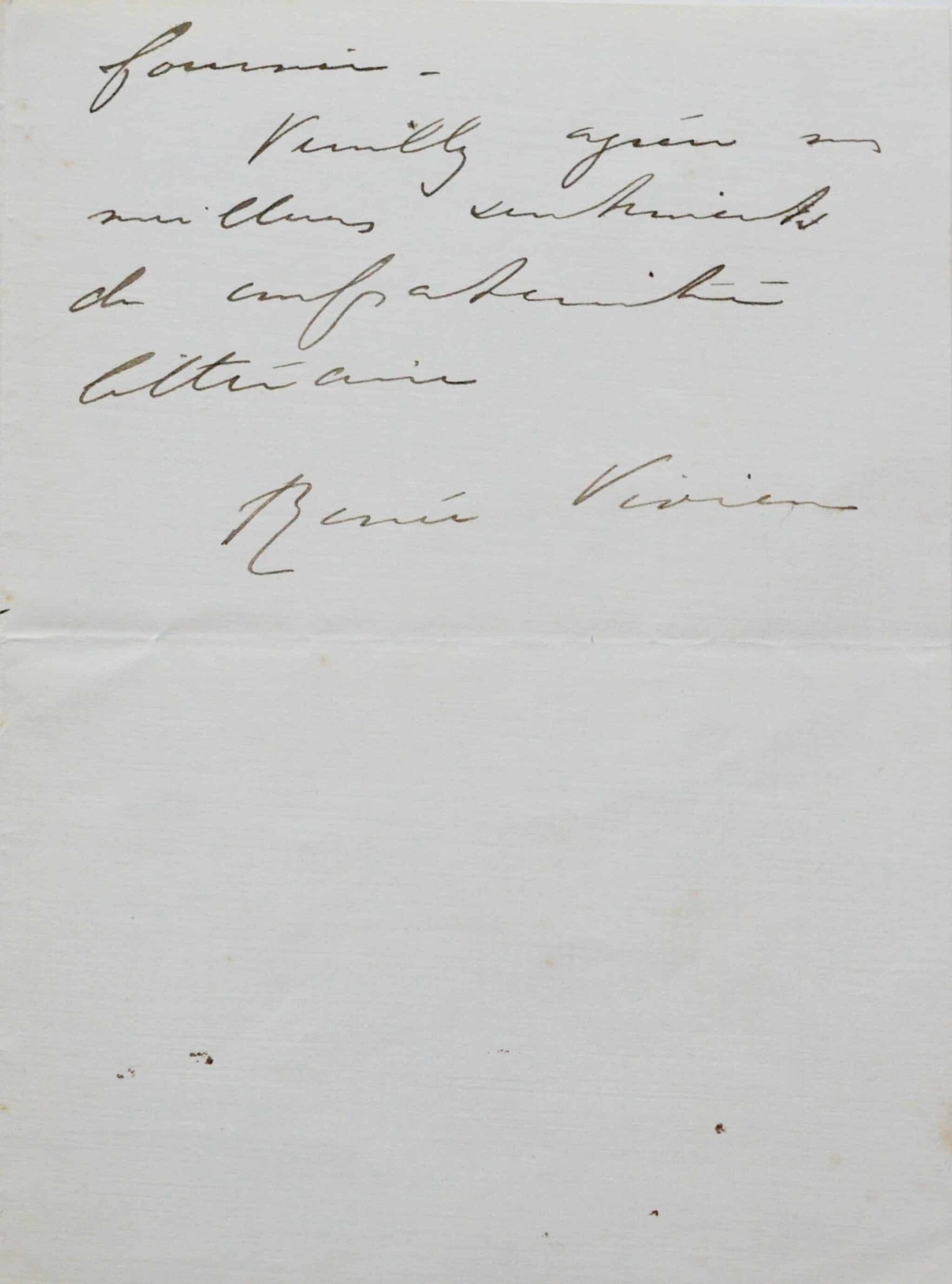 Lettre de Renée Vivien "la nature m’intéresse plus que les hommes" – vue 4 Lettre de Renée Vivien "la nature m’intéresse plus que les hommes" – vue 4