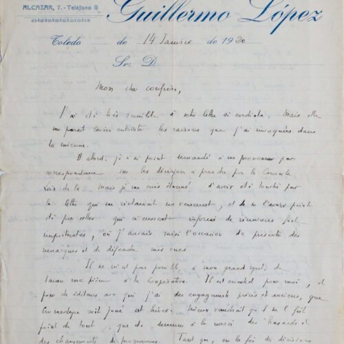 Belle lettre de Jules Romains sur la coopérative des auteurs dramatiques et Cromedeyre le vieil – vue 2