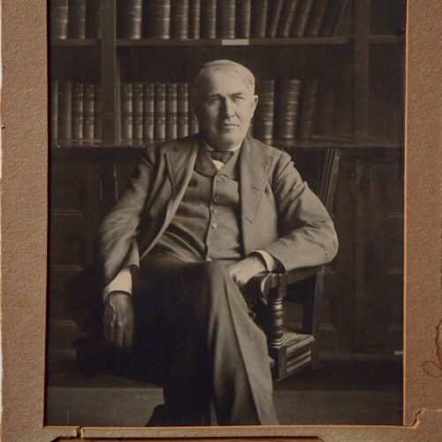 Rare portrait de Thomas Edison, dédicacé à Louis T. Glass, inventeur du phonographe public