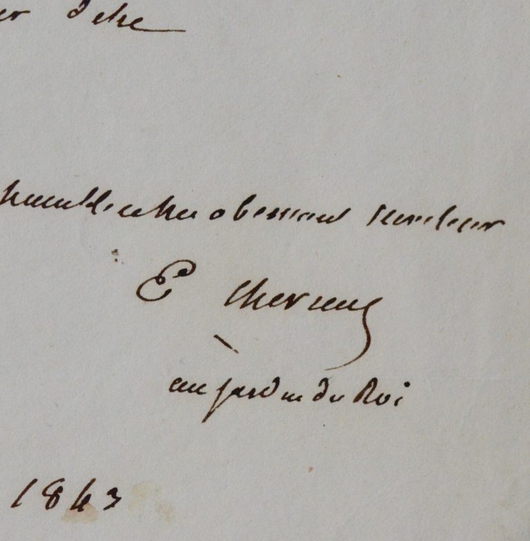 Charmante lettre du chimiste Eugène Chevreul, à l&rsquo;en-tête du Muséum