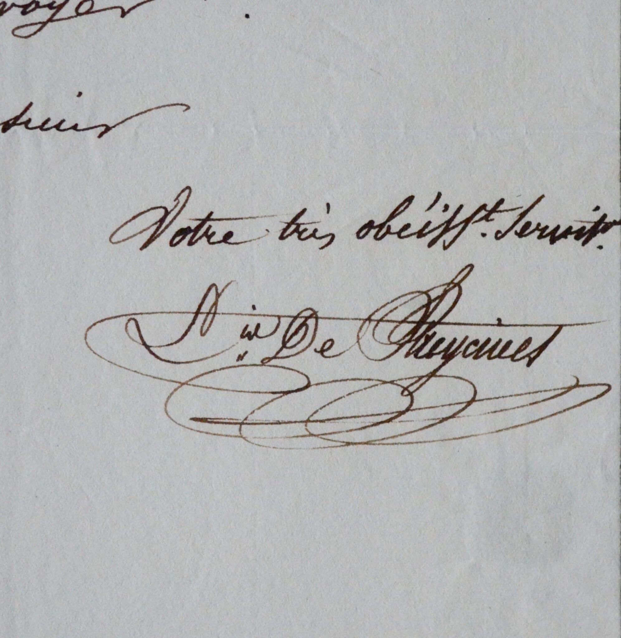 Lettre du navigateur Louis de Freycinet à Nicolas Noirot, de la Société de Géographie