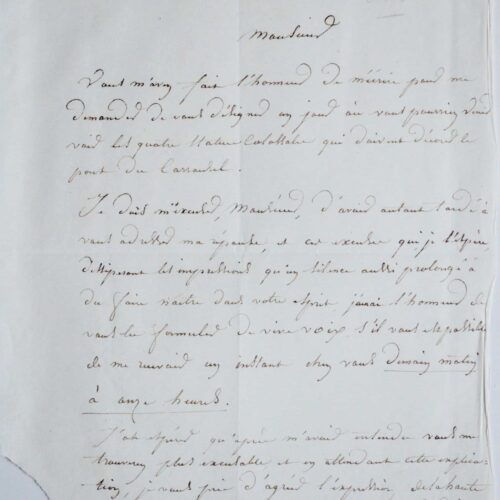 Lettre du sculpteur Louis Petitot sur ses quatre statues du Pont du Carrousel – vue 2