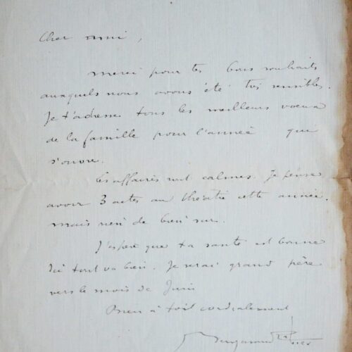 Jolie lettre de Benjamin Rabier évoquant ses projets de théâtre – vue 2