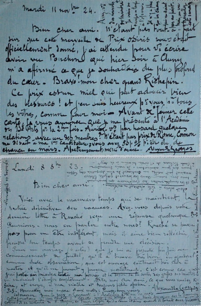 Deux lettres de l&rsquo;organiste Alexandre Georges relatives à Miarka et au prix Osiris