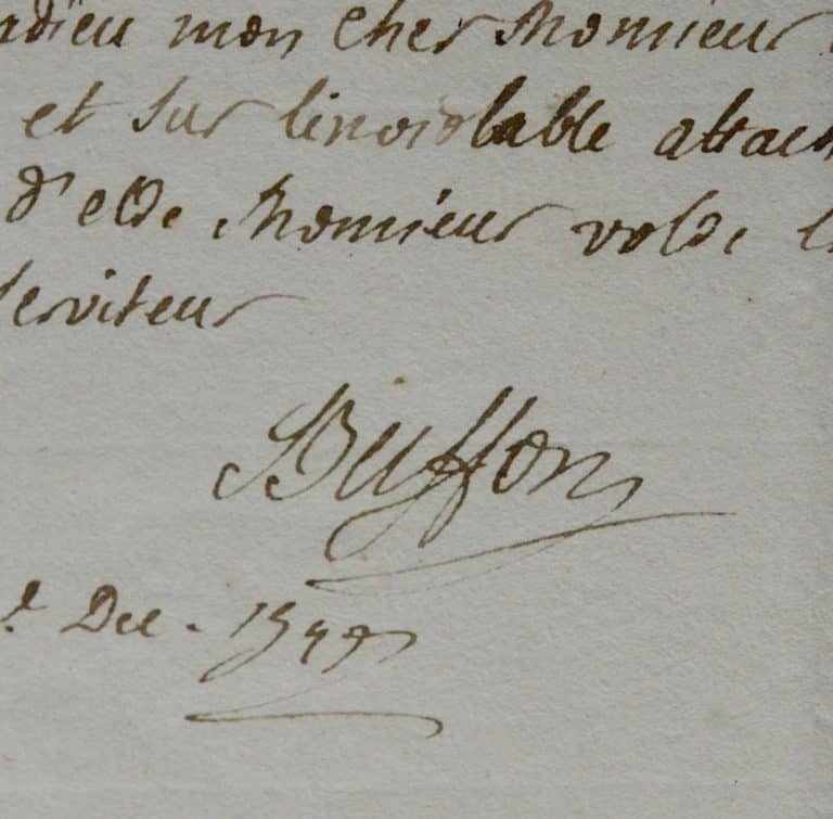 Rare lettre autographe de Buffon à Dutour de Salvert, sur les aimants