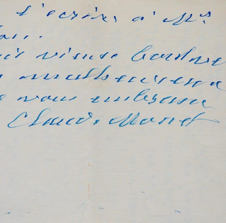 Exceptionnelle lettre de Monet à Clemenceau, annulant la donation des Nymphéas