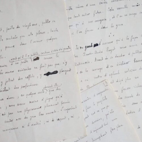 Manuscrit de la préface de Jules Romains pour le recueil de poésie Pente sur la Mer, de Puget – vue 2