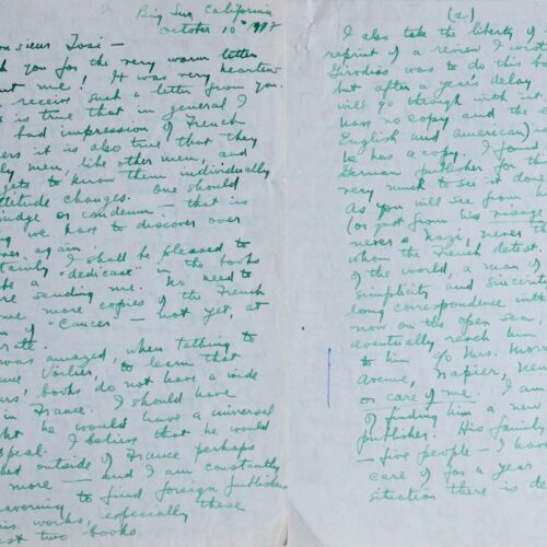 Henry Miller évoque ses livres, ses éditeurs, ses amis, la situation en Europe – vue 2