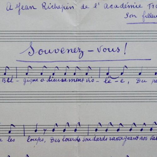 De Montréal, Albert Larrieu adresse à Richepin une chanson sur les blessures de l'Europe
