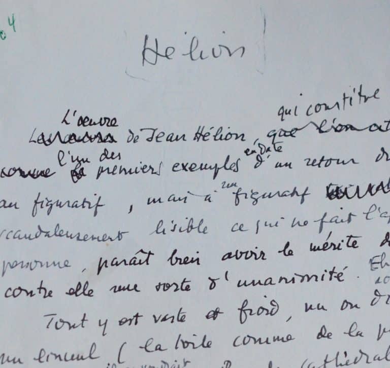Trois versions d&rsquo;un manuscrit de Francis Ponge sur Jean Hélion