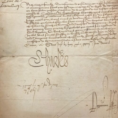 Rare lettre signée du roi de France Charles VIII