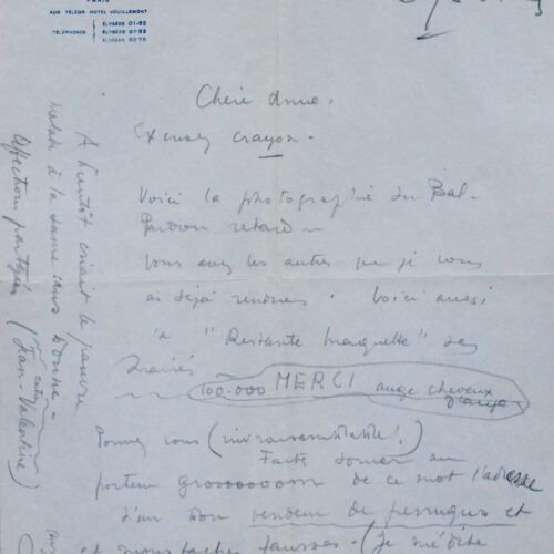 Amusante et excentrique lettre de Maurice Sachs à Valentine Hugo – vue 2