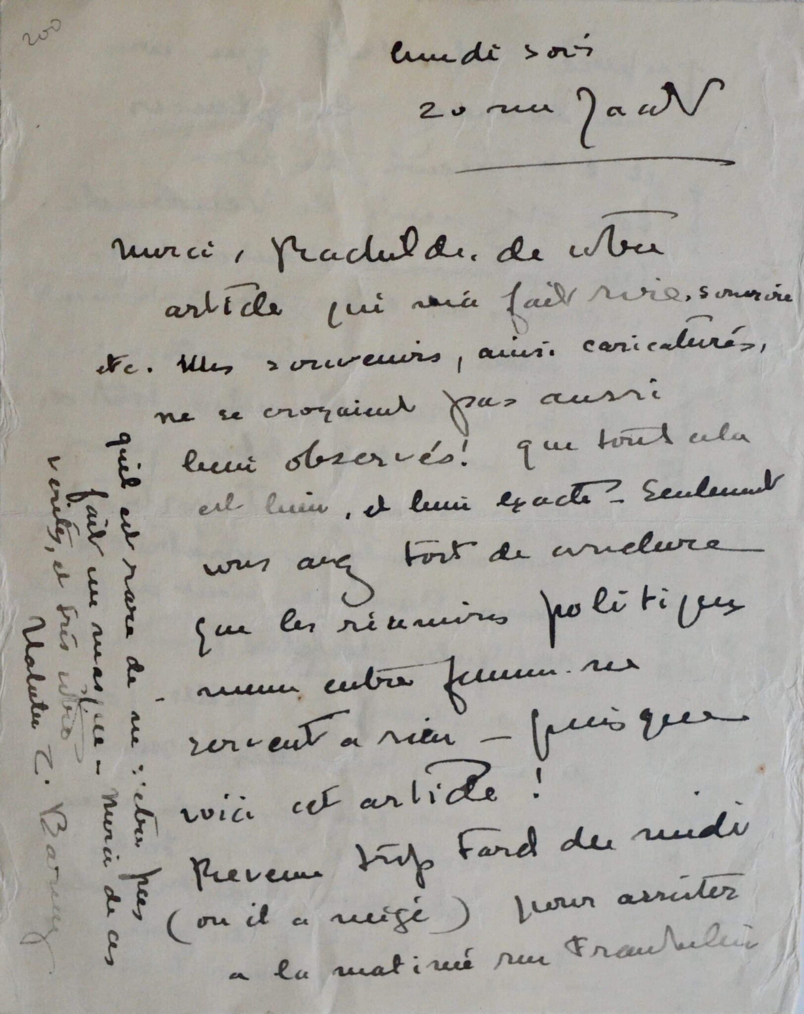 Belle lettre de Natalie Clifford Barney à Rachilde évoquant son portrait par Romaine Brooks – vue 2 Belle lettre de Natalie Clifford Barney à Rachilde évoquant son portrait par Romaine Brooks – vue 2