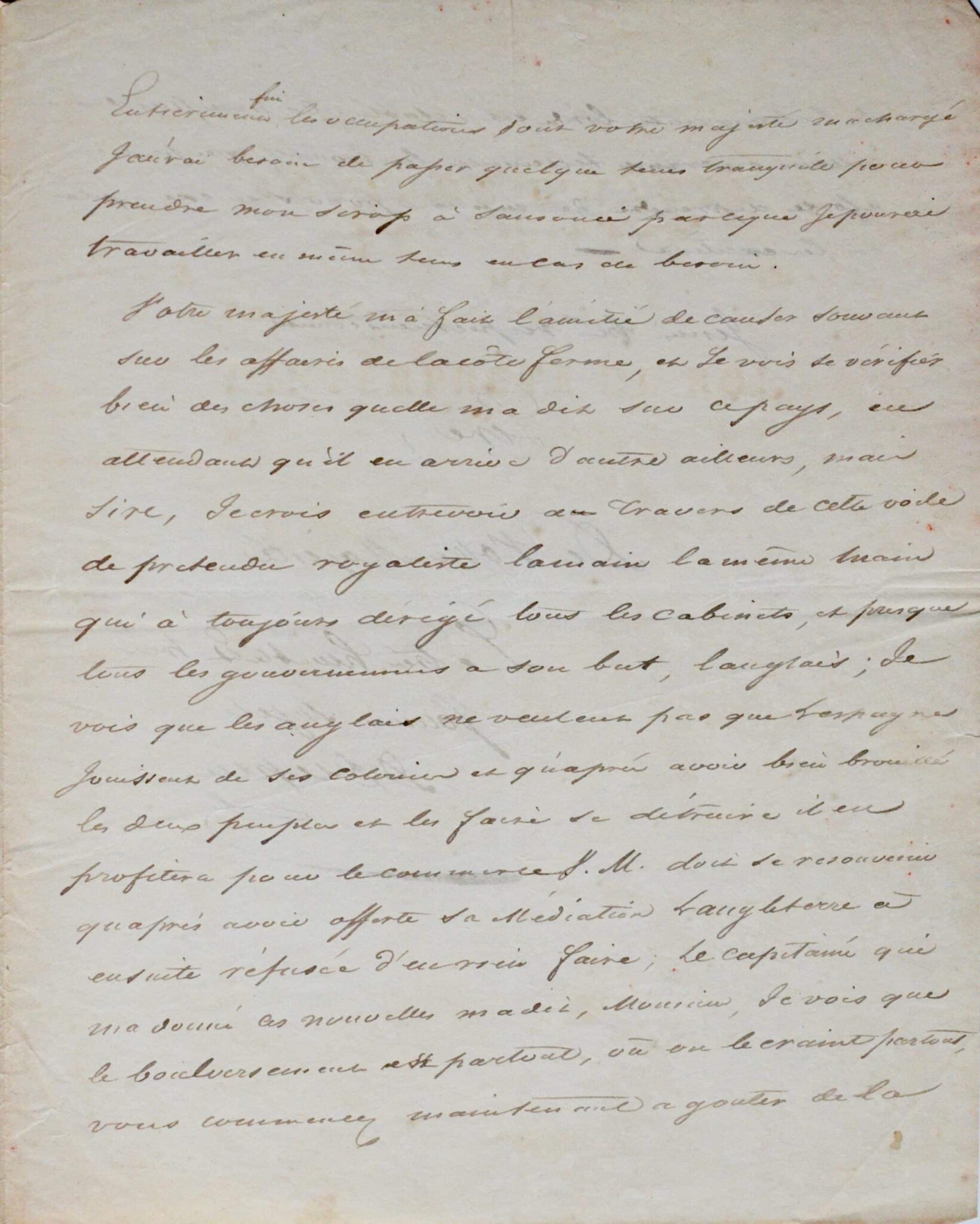 Lettre adressée à Henri 1er roi d'Haïti par son secrétaire en 1814 – vue 4 Lettre adressée à Henri 1er roi d'Haïti par son secrétaire en 1814 – vue 4