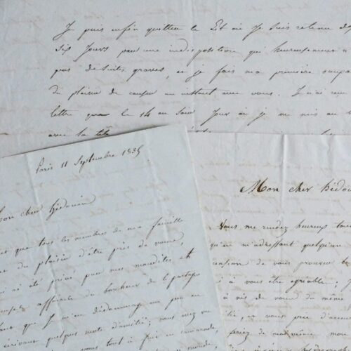 Trois lettres du graveur et cartographe Ambroise Tardieu relatives à la publication d'un ouvrage