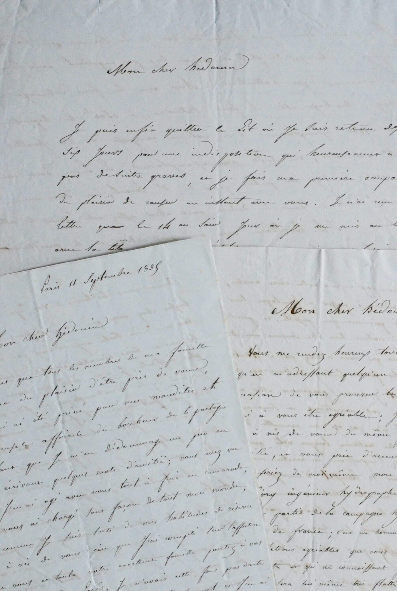 Trois lettres du graveur et cartographe Ambroise Tardieu relatives à la publication d’un ouvrage