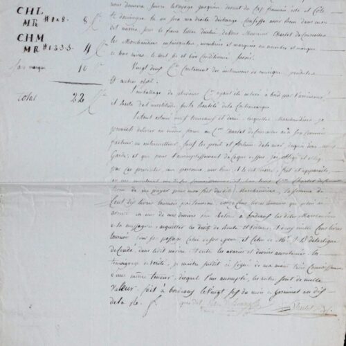 Expédition d'instruments de musique à Saint-Domingue, depuis Bordeaux – vue 2
