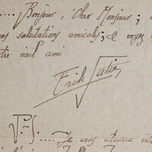 Amusante et ironique lettre d'Erik Satie