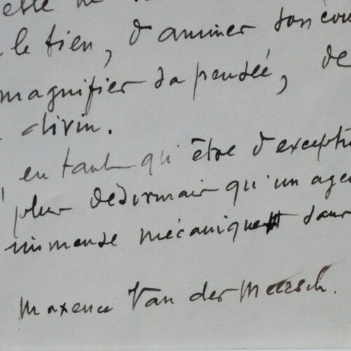 "A celle qui s'éloigne....", manuscrit de Maxence Van der Meersch sur la Liberté