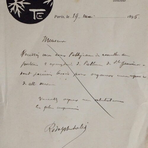 Lettre du cabaretier Rodolphe Salis, directeur du Chat Noir – vue 2