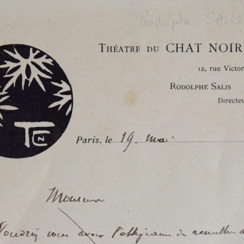 Lettre du cabaretier Rodolphe Salis, directeur du Chat Noir