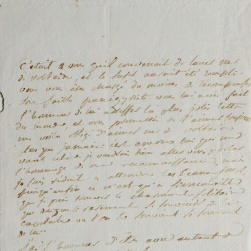 Belle lettre de La Harpe relative à son protecteur : Voltaire – vue 2