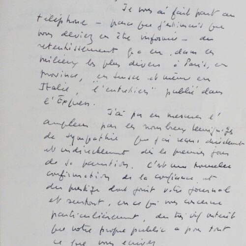 Belle lettre d'Edmond Jabès – vue 2