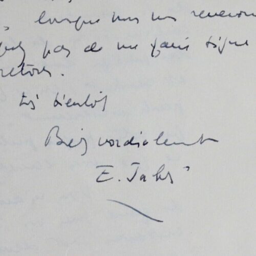 Belle lettre d'Edmond Jabès