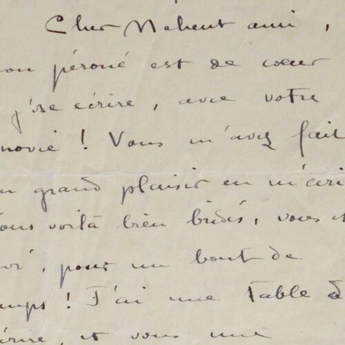 Charmante lettre de Colette à son ami Mathurin Méheut
