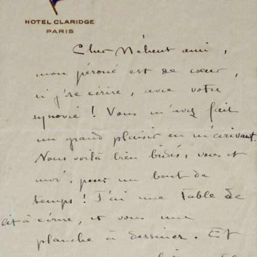 Charmante lettre de Colette à son ami Mathurin Méheut – vue 2