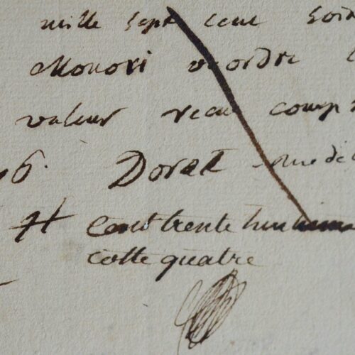 Deux pièces manuscrites du poète libertin et dramaturge Claude-Joseph Dorat