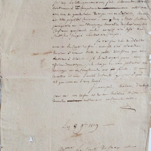 Fouché, âgé, écrit à la veuve de son ami Lecomte, propriétaire du château de Sceaux – vue 2