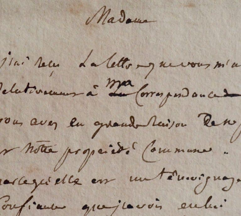 Fouché, âgé, écrit à la veuve de son ami Lecomte, propriétaire du château de Sceaux