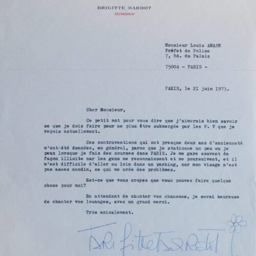 Lettre de Brigitte Bardot : "mon visage n'est pas assez anodin, ce qui me crée des problèmes" – vue 2