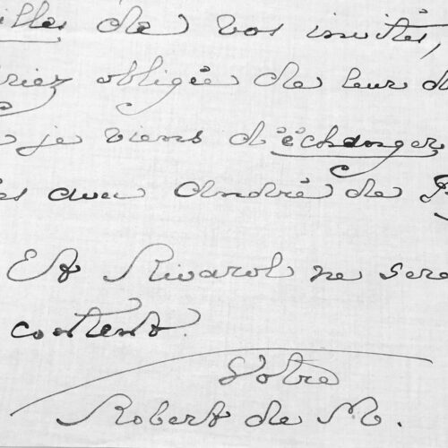 Longue et ironique lettre de Robert de Montesquiou refusant de participer à une soirée – vue 2