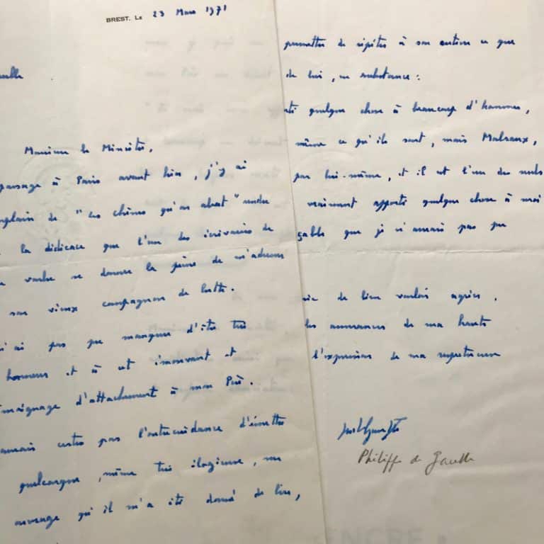 Emouvante lettre de l&rsquo;amiral De Gaulle à Malraux sur Les Chênes qu&rsquo;on abat