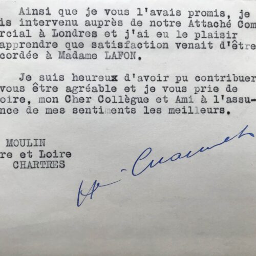 Rare carte autographe signée de Jean Moulin – vue 2
