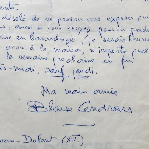 Blaise Cendrars renonce à écrire une Histoire des grands aventuriers
