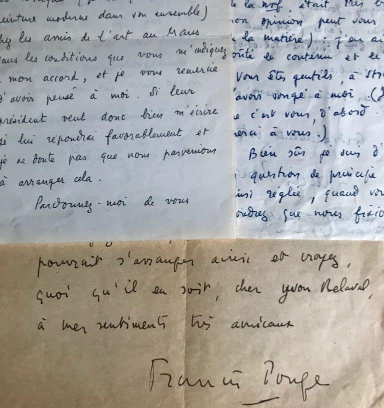 3 lettres de Francis Ponge au philosophe Yvon Belaval