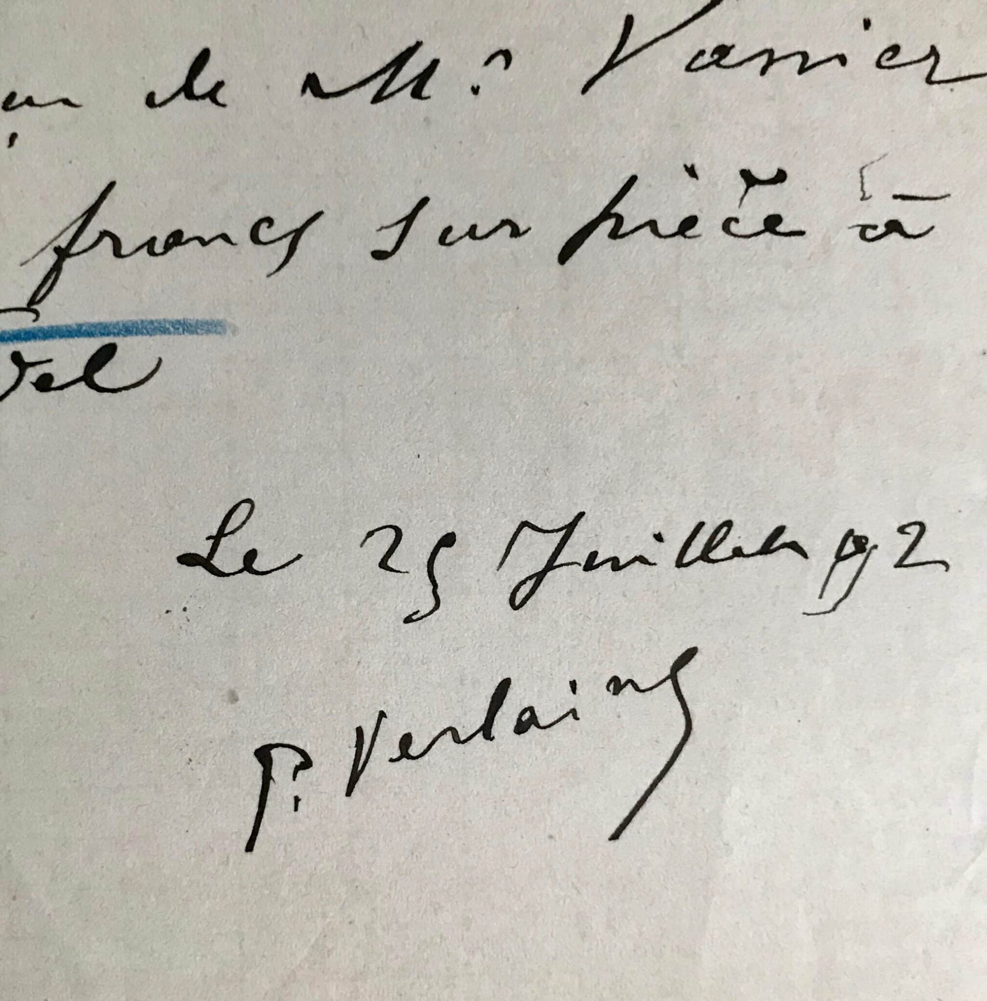 Verlaine reçoit de Vanier cinq francs pour son hommage à Cladel