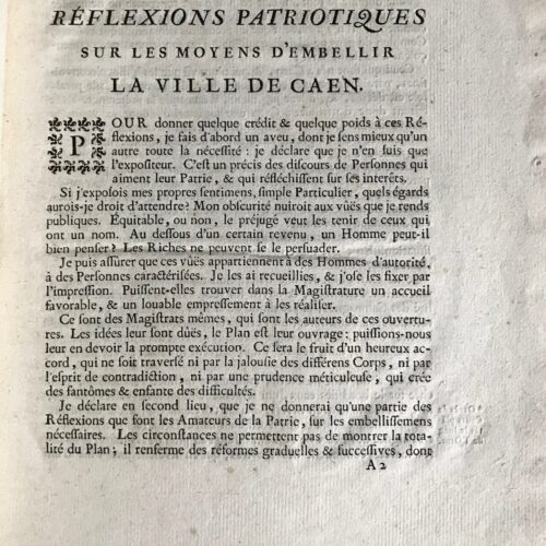 Réflexions patriotiques sur les moyens d'embellir la ville de Caen