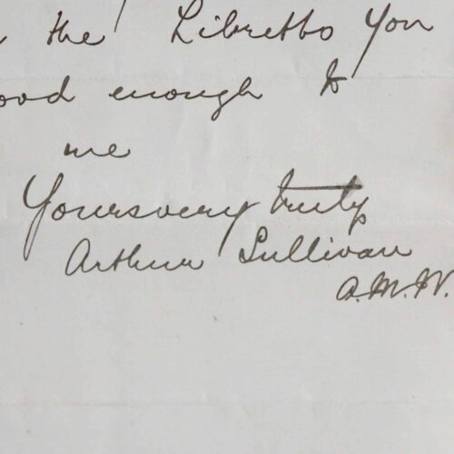 Lettre du compositeur anglais Arthur Sullivan à son confrère Georg Jacobi