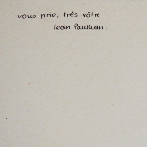2 lettres de Jean Paulhan à Renée Dunan évoquant Han Ryner et Batouala de René Maran